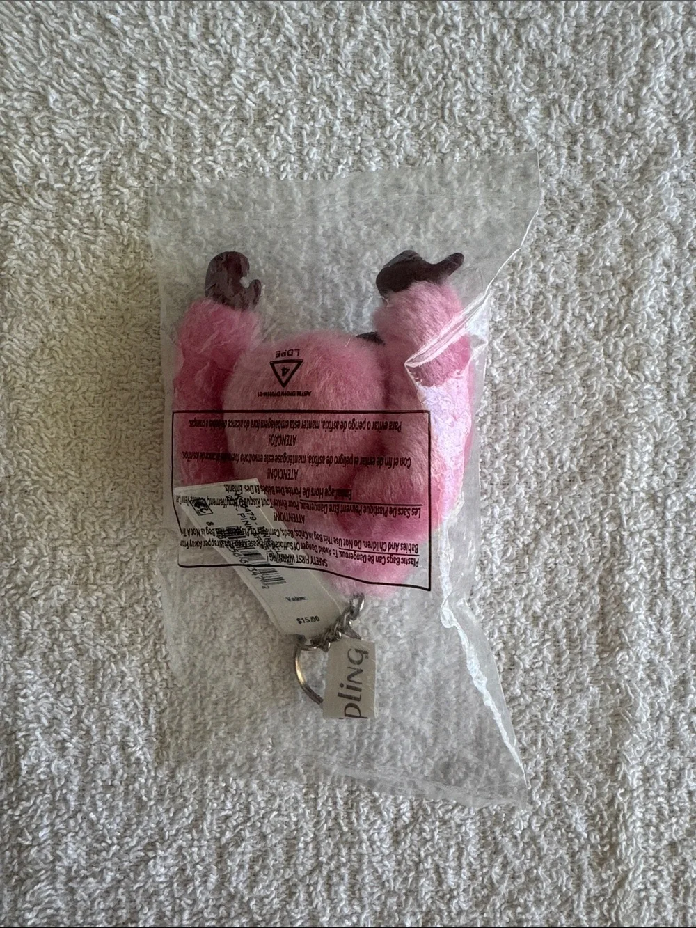 Kipling Pink Frosting Plush Monkey Keychain Bag Charm